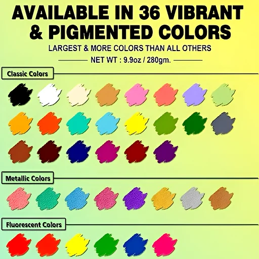 36-color professional face paint palette arranged by classic, metallic and fluorescent shades; net weight 9 oz