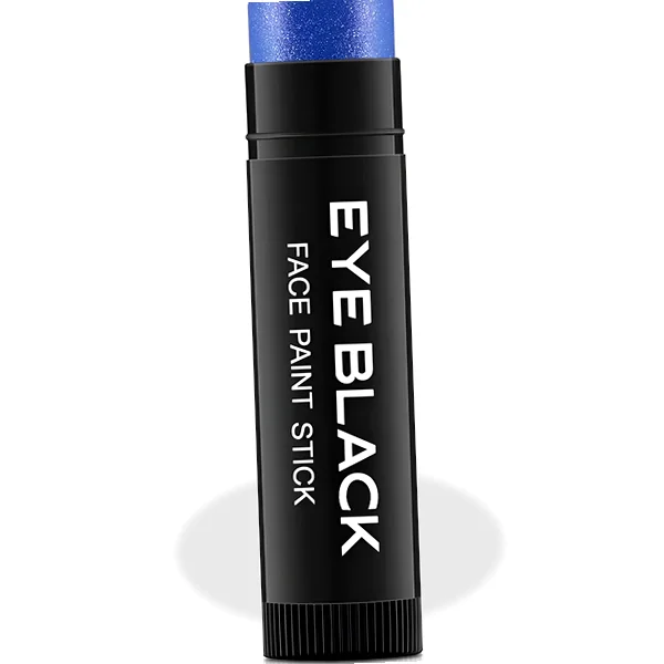 Blue glitter eye black stick built for sports use